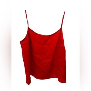 Women’s Red Cami Top | Adjustable Straps | Minimalist Slip Tank | Size L